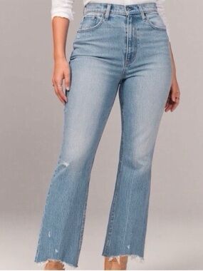 Abercrombie & Fitch Light Wash High-Rise Cropped Flare Jeans